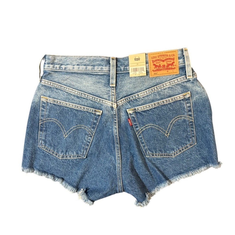 Levi's Blue Jean Shorts Distressed Cut-Off Style - Picture 4 of 11